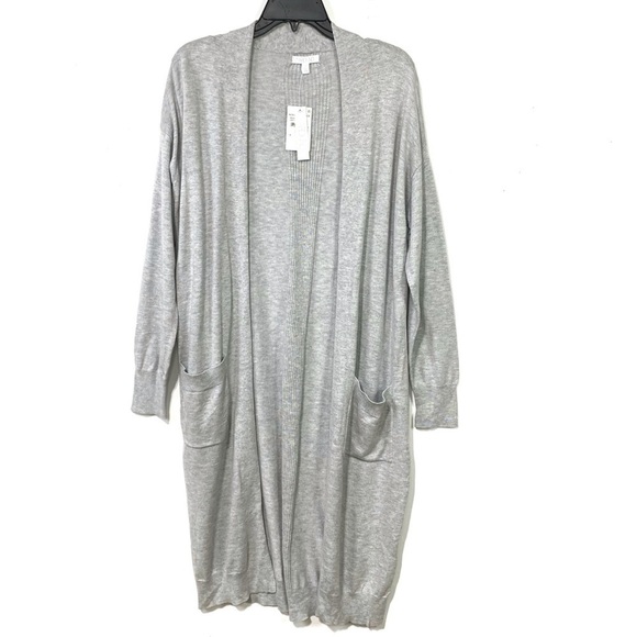 Abound Solid Knit Open Front Long Sleeves Longline Cardigan Sweater With pockets - Picture 3 of 11